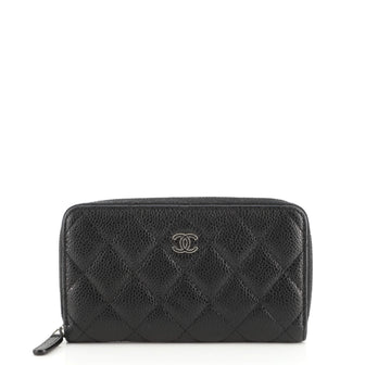 Chanel Zip Around Wallet Quilted Caviar Small