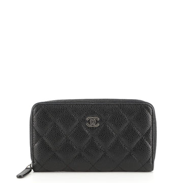 Chanel Zip Around Wallet Quilted Caviar Small
