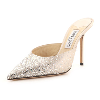 Jimmy Choo Women's Rav Heeled Mules Crystal Embellished Satin