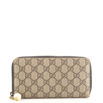 Gucci Pearl Zip Around Wallet GG Coated Canvas Long