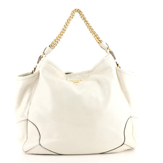 Prada Lux Chain Side Pocket Hobo Vitello Daino Medium