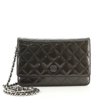 Chanel Wallet on Chain Quilted Striated Metallic Patent