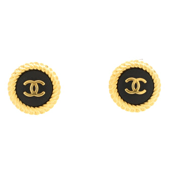 Chanel Vintage Round Clip-On Earrings Metal with Resin