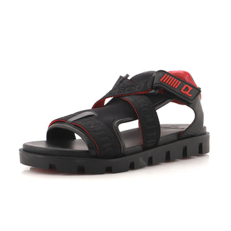 Christian Louboutin Women's Velcrissimo Flat Sandals Leather and Nylon