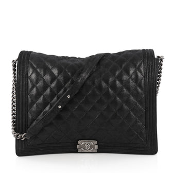 Chanel Boy Flap Bag Gentle Quilted Goatskin XL Black