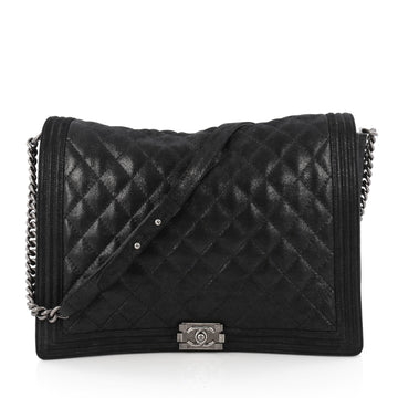 Chanel Boy Flap Bag Gentle Quilted Goatskin XL Black