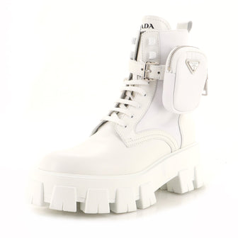 Prada Monolith Combat Boots Leather and Nylon