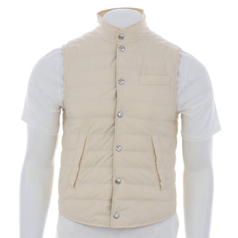 Brunello Cucinelli Men's Button Up Vest Quilted Nylon and Down