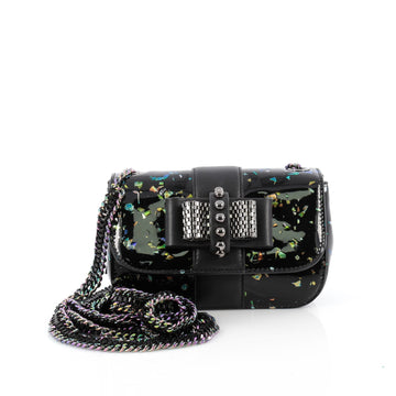 Christian Louboutin Sweet Charity Crossbody Bag Iridescent Patent Mini Black