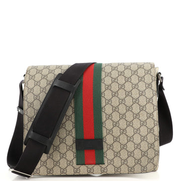Gucci Web Flap Messenger Bag GG Coated Canvas Medium