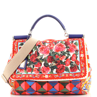 Dolce & Gabbana Soft Miss Sicily Bag Printed Canvas Large