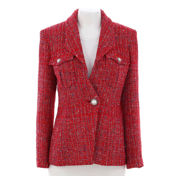 Chanel Women's Double Pocket Pearl Button Jacket Tweed