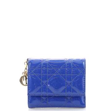 Christian Dior Lady Dior Trifold Wallet Cannage Quilt Patent Compact