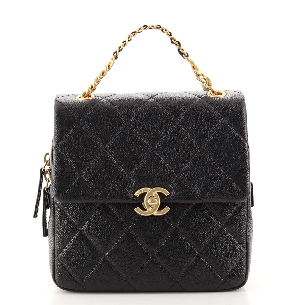 Chanel Chain Melody Flap Backpack Quilted Caviar Small Black 1698941