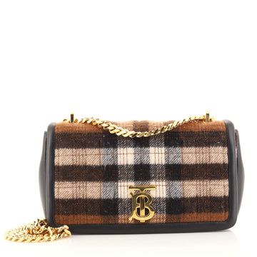 Burberry Lola Shoulder Bag Quilted House Check Cashmere Small