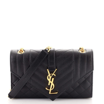 Saint Laurent Classic Monogram Envelope Satchel Mixed Matelasse Leather Small
