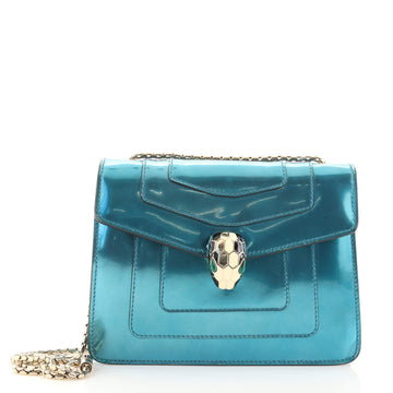 Bvlgari Serpenti Forever Square Shoulder Bag Metallic Leather Small