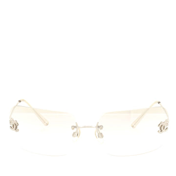 Chanel CC Rectangular Sunglasses Metal with Crystal