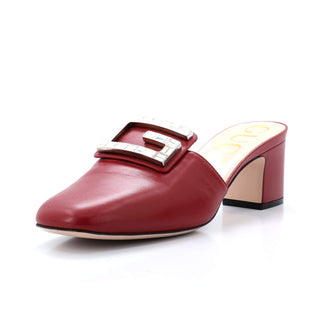 Gucci Women's Madelyn Heeled Mules Leather with Crystals