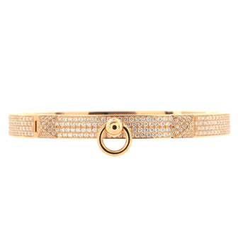 Hermes Collier de Chien Bracelet 18K Rose Gold with Full Pave Diamonds Small