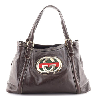 Gucci Britt Web Tote Leather Medium