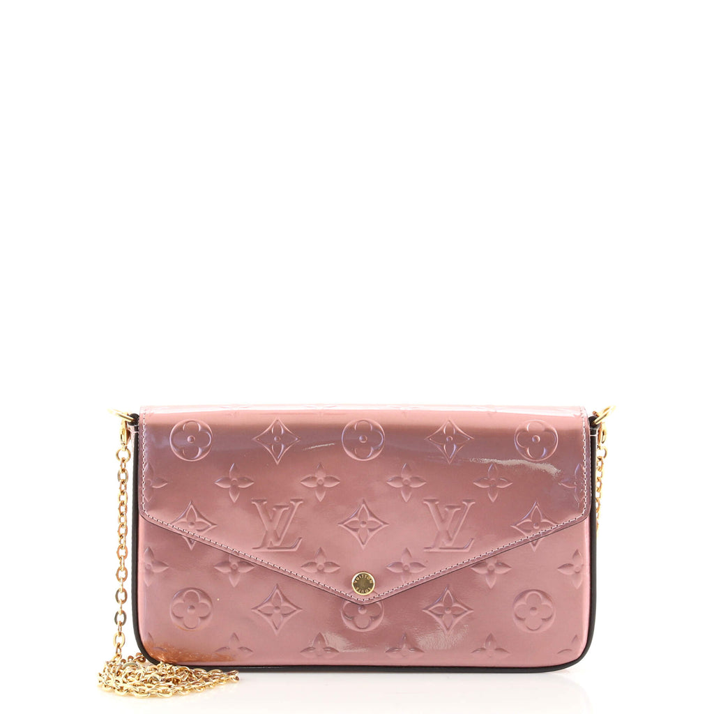 Louis Vuitton, Bags, Louis Vuitton Felicie Chain Wallet Metallic Monogram  Vernis Pink