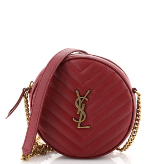 Saint Laurent Vinyle Round Camera Bag Matelasse Chevron Leather