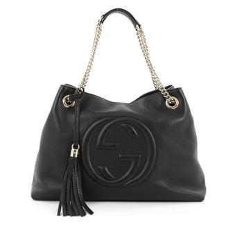 Gucci Soho Shoulder Bag Chain Strap Leather Medium Black