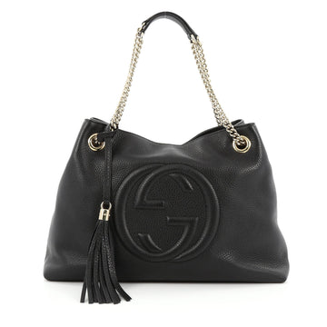 Gucci Soho Shoulder Bag Chain Strap Leather Medium Black