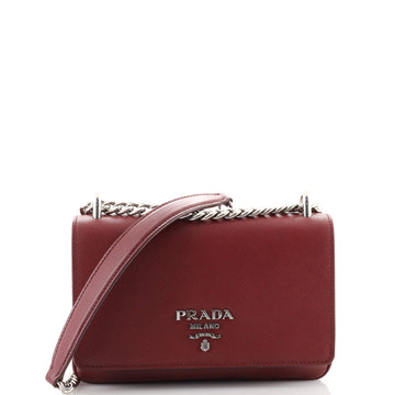 Prada Chain Flap Crossbody Bag Saffiano and Soft Calf Small