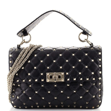 Valentino Rockstud Spike Flap Bag Quilted Leather Medium