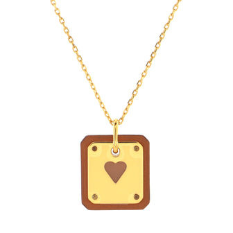 Hermes As de Coeur Pendant Necklace Metal and Leather Small