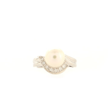 Mikimoto Pearl Ring Platinum with Diamonds and Pearl