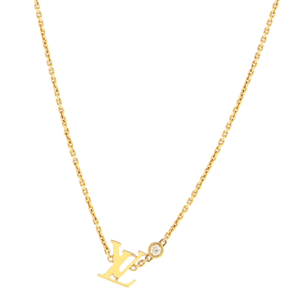 LOUIS VUITTON 18K Yellow Gold Diamond Idylle Blossom LV Pendant Necklace  1287381