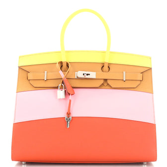 Hermes Sunrise Birkin Sellier Bag Multicolor Epsom with Palladium Hardware 35