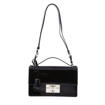 Salvatore Ferragamo Aileen Shoulder Bag Patent Medium Black