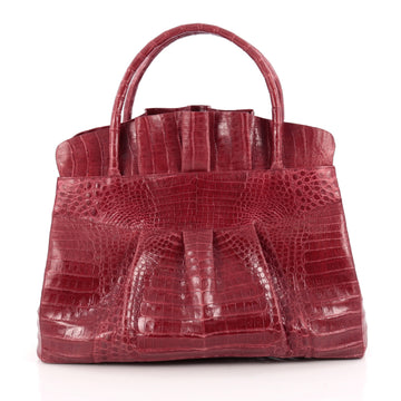 Nancy Gonzalez Ruffle Convertible Tote Crocodile Large Red