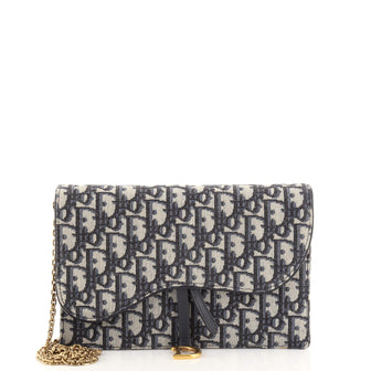 Christian Dior Saddle Chain Clutch Oblique Canvas