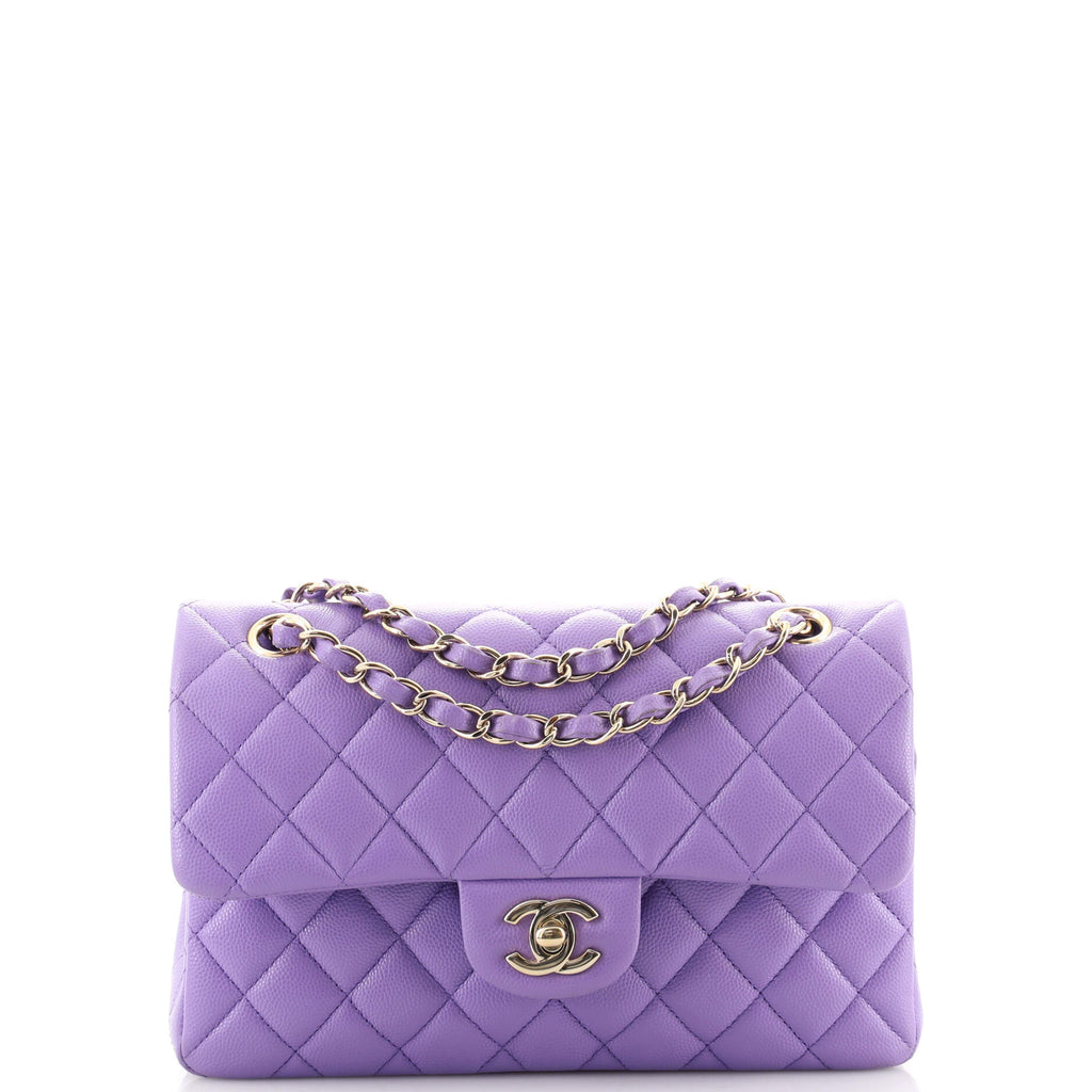 Chanel Classic Double Flap Bag Quilted Caviar Small Purple 1700542