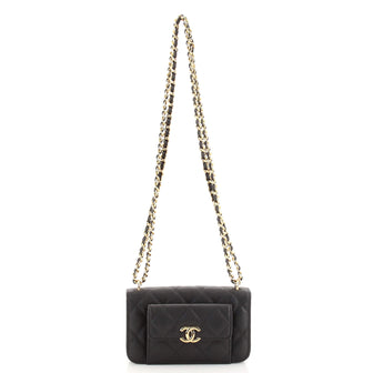 Chanel Pocket Twins Clutch with Chain Quilted Caviar