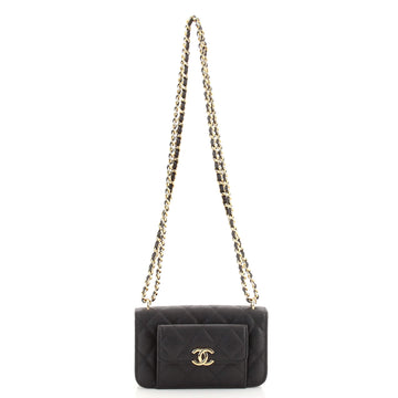 Chanel Pocket Twins Clutch with Chain Quilted Caviar
