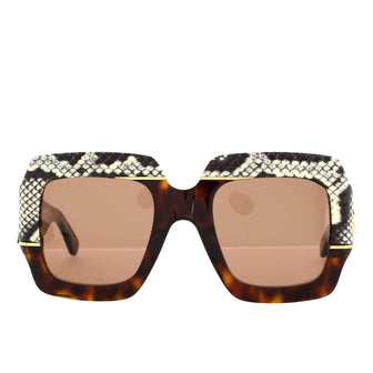 Gucci Interlocking G Square Sunglasses Acetate and Snakeskin