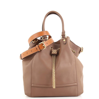 Fendi Karligraphy Chain Bucket Bag Leather Medium
