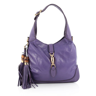 Gucci New Jackie Handbag Leather Medium Purple