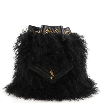 Saint Laurent Joe Backpack Shearling with Matelasse Chevron Leather