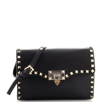Valentino Rockstud Flip Lock Flap Bag Leather Medium