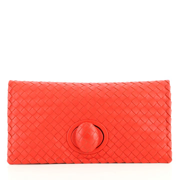 Bottega Veneta Fold Over Turnlock Clutch Intrecciato Nappa
