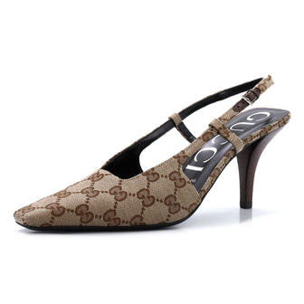 Gucci Women's Aria Slingback Pumps GG Canvas