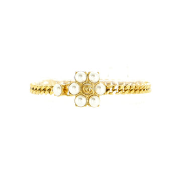 Gucci GG Marmont Chunky Chain Bracelet Metal with Faux Pearls