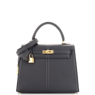 Hermes Kelly Padded Handbag Swift with Palladium Hardware 25